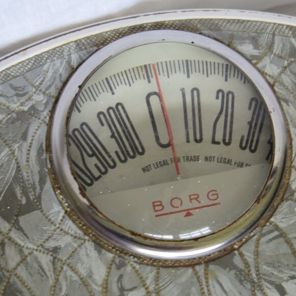 Vintage BORG Bathroom Scale MCM Retro Decor Works 1950's-60's Glass Bubble Dial - Picture 2 of 13